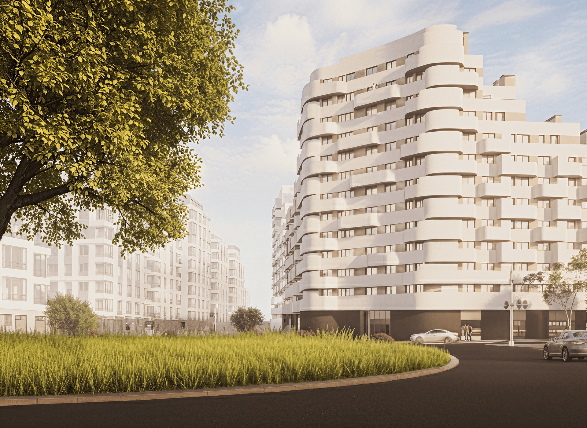 Fachada del Residencial FORTUNA, promoción de obra nueva del Grupo VÍA CÉLERE en Los Cerros