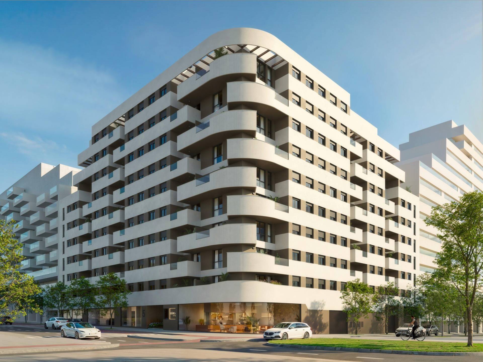Fachada del Residencial FORTUNA, promoción de obra nueva del Grupo VÍA CÉLERE en Los Cerros