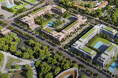 Render de la vista aérea del proyecto urbanístico Los Cerros, en Madrid