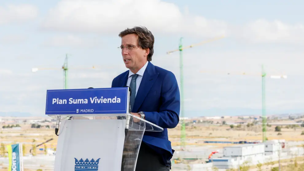 El alcalde de Madrid, José Luis Martínez-Almeida, en la presentación del Plan Suma Vivienda