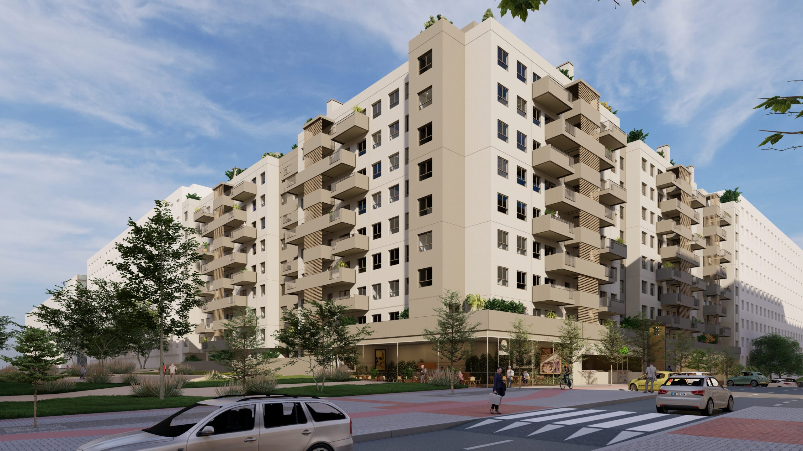 Fachada del Residencial ARA, promoción de obra nueva del Grupo IBOSA en Los Cerros